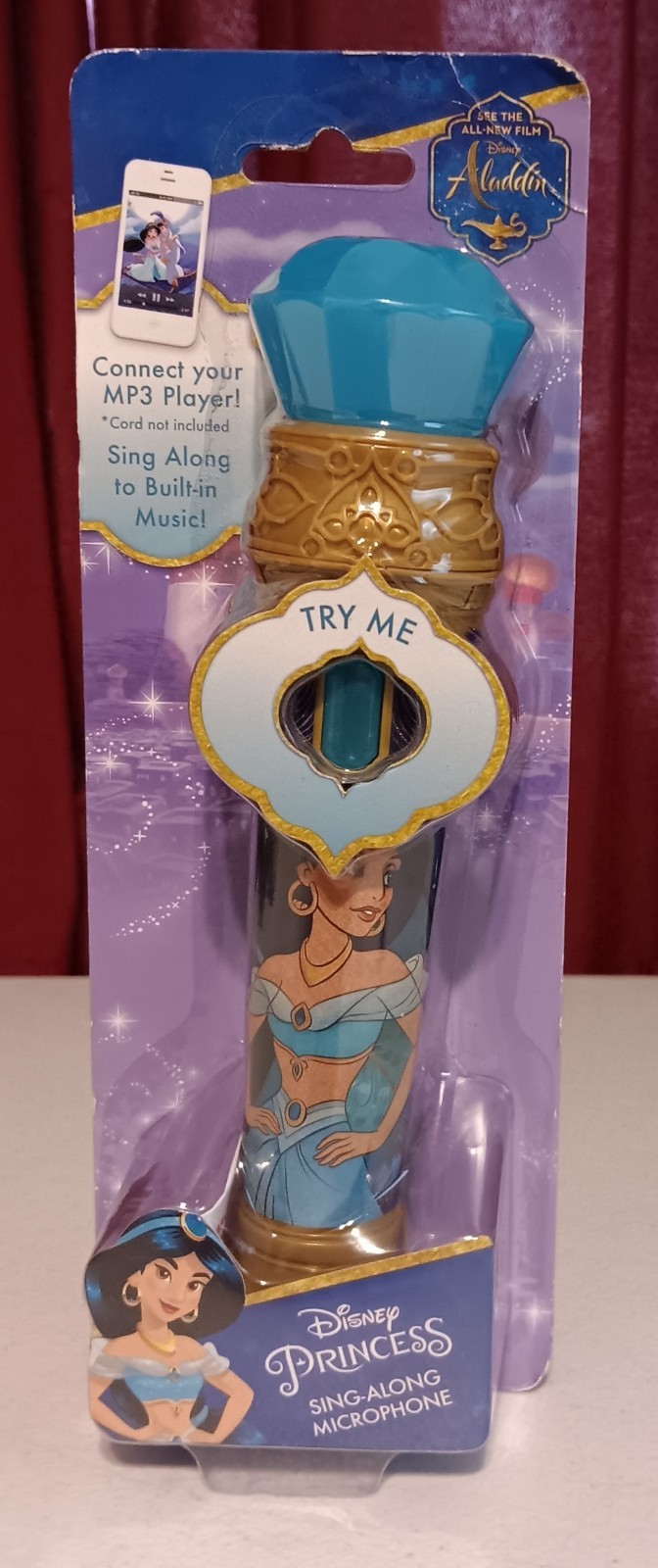 Disney Princess Jasmine Aladdin Karaoke Microphone Lights Music MP3 Never Opened
