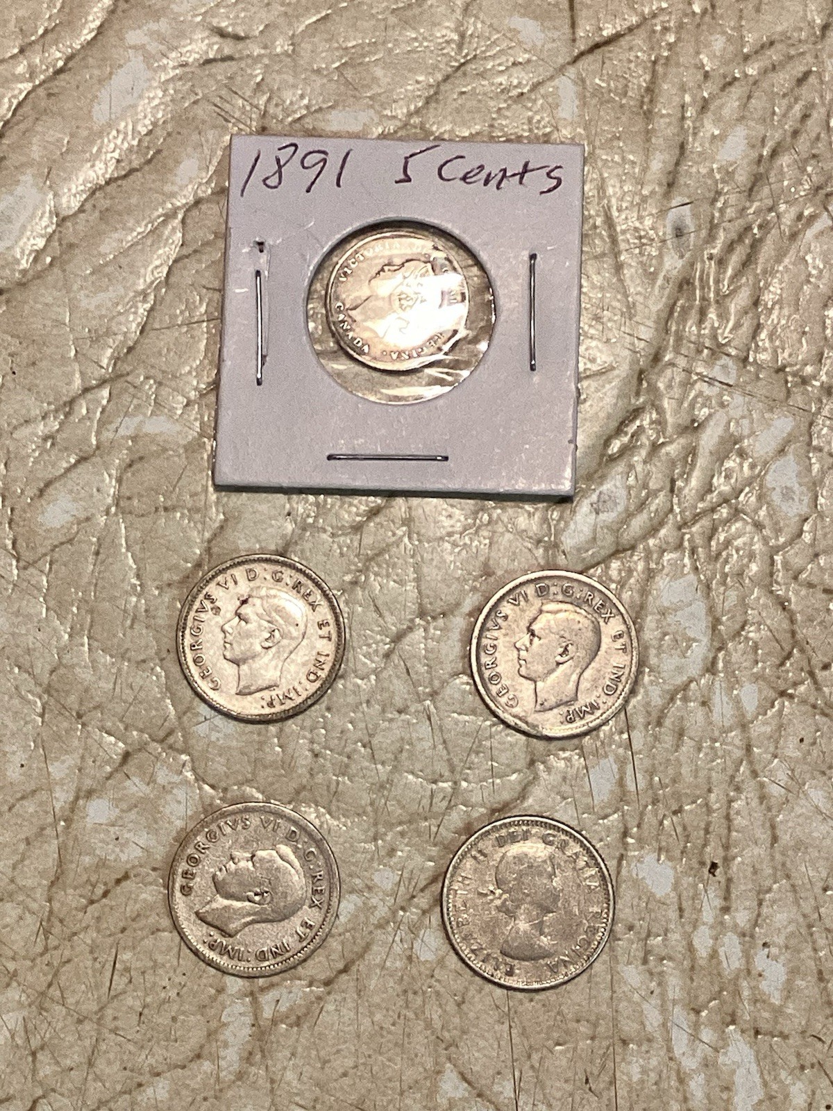 1891 CANADA 5 CENT TONED GOLD RED Silver &  4 10 Cent 9.3 Gram Silver 5 Coin Lot