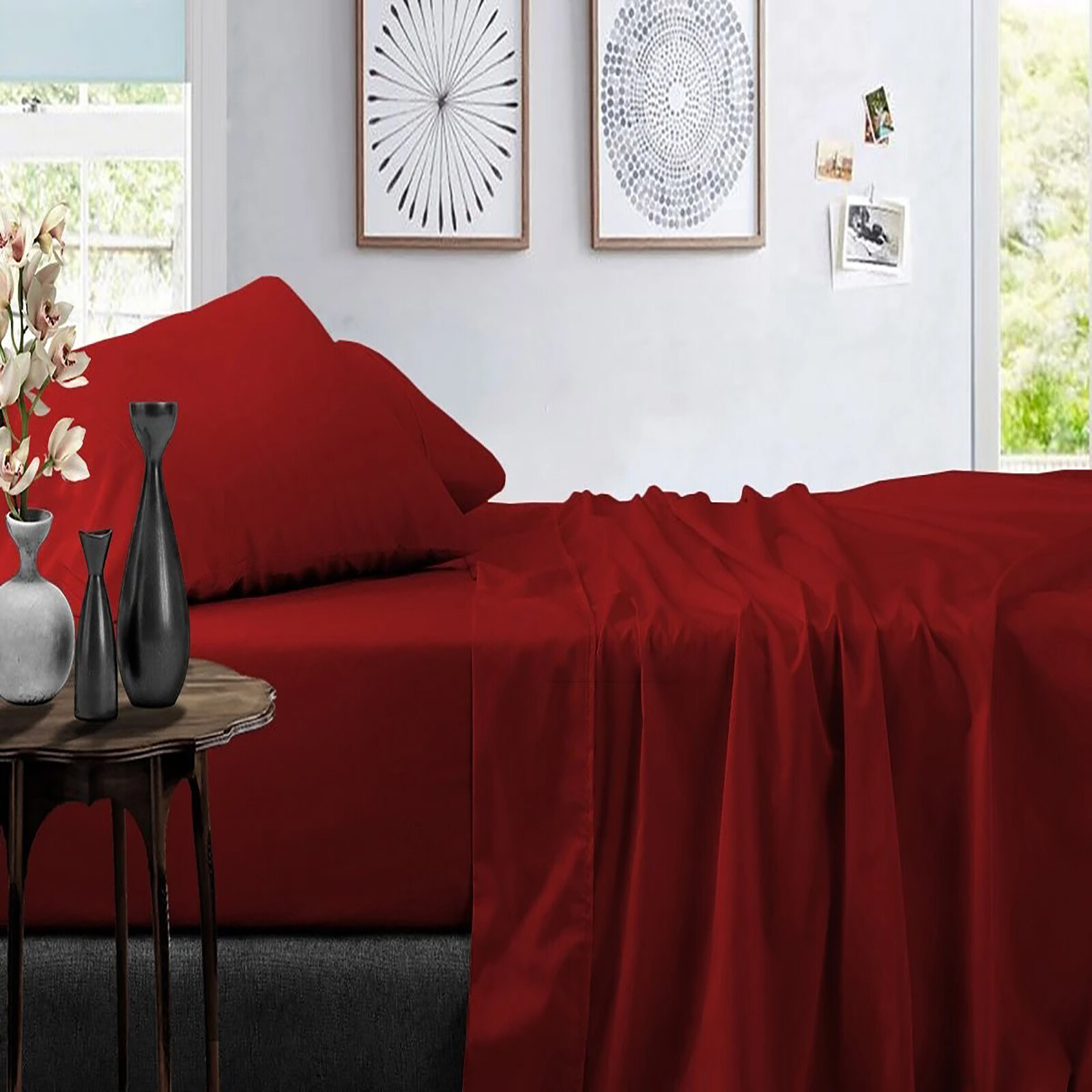 Extra Deep Pocket 1000 TC/1200 TC Egyptian Cotton Burgundy Solid Select Item