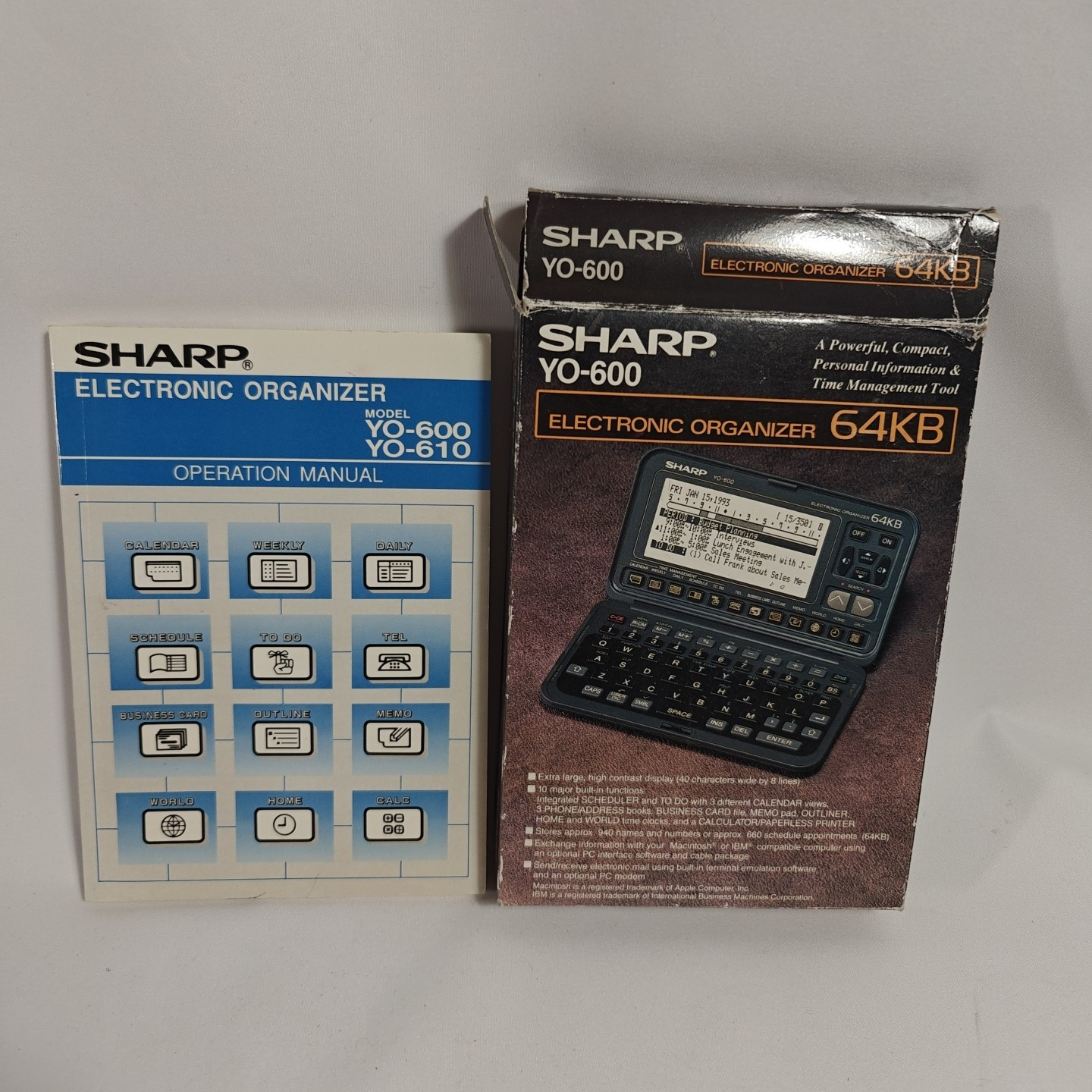 SHARP ELECTRONIC ORGANIZER MODEL YO-600/610/620 OPERATION MANUAL Vintage 1993