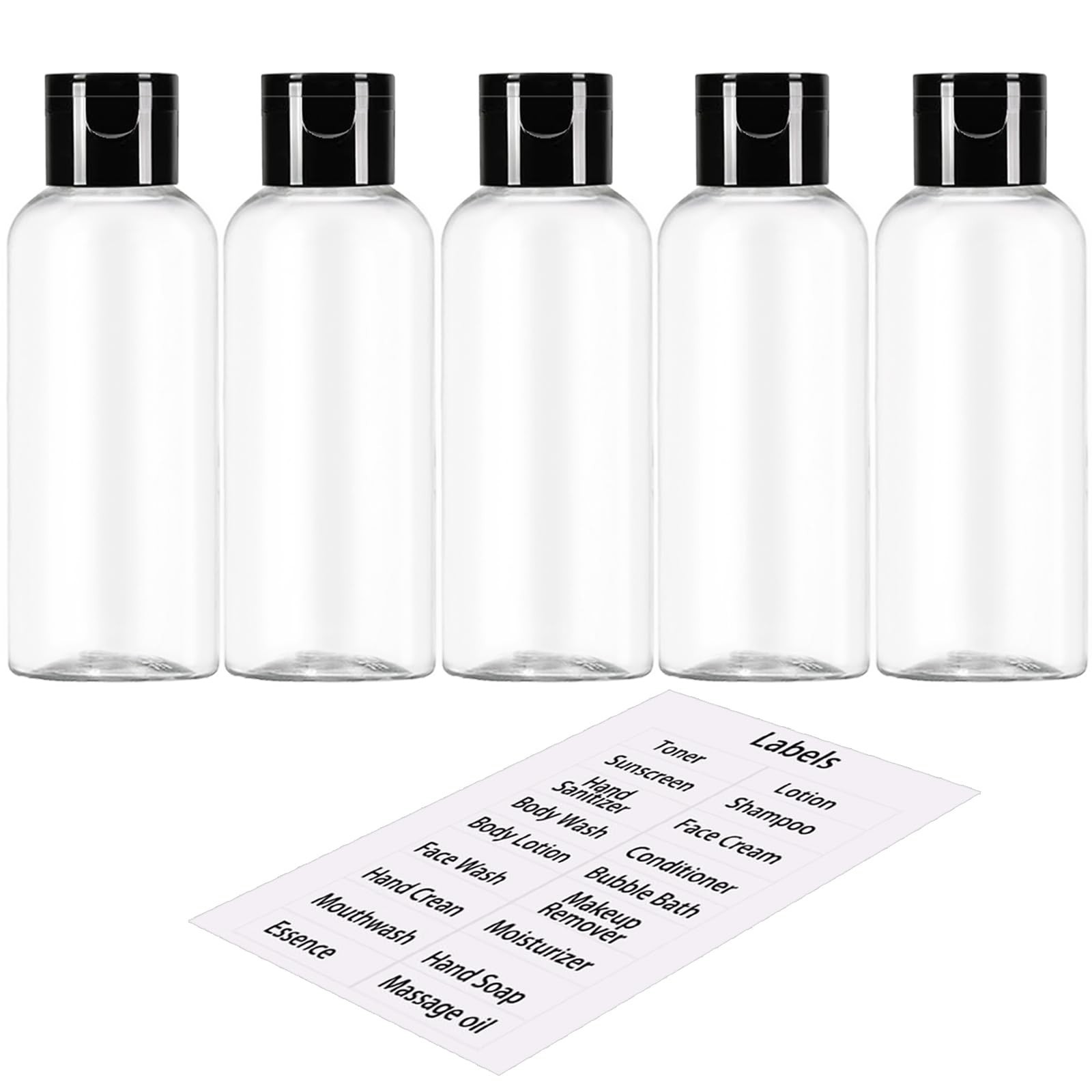 DNSEN 5 Pack 3.4 oz Travel Size Bottles for Toiletries TSA Approved Leak Proo...