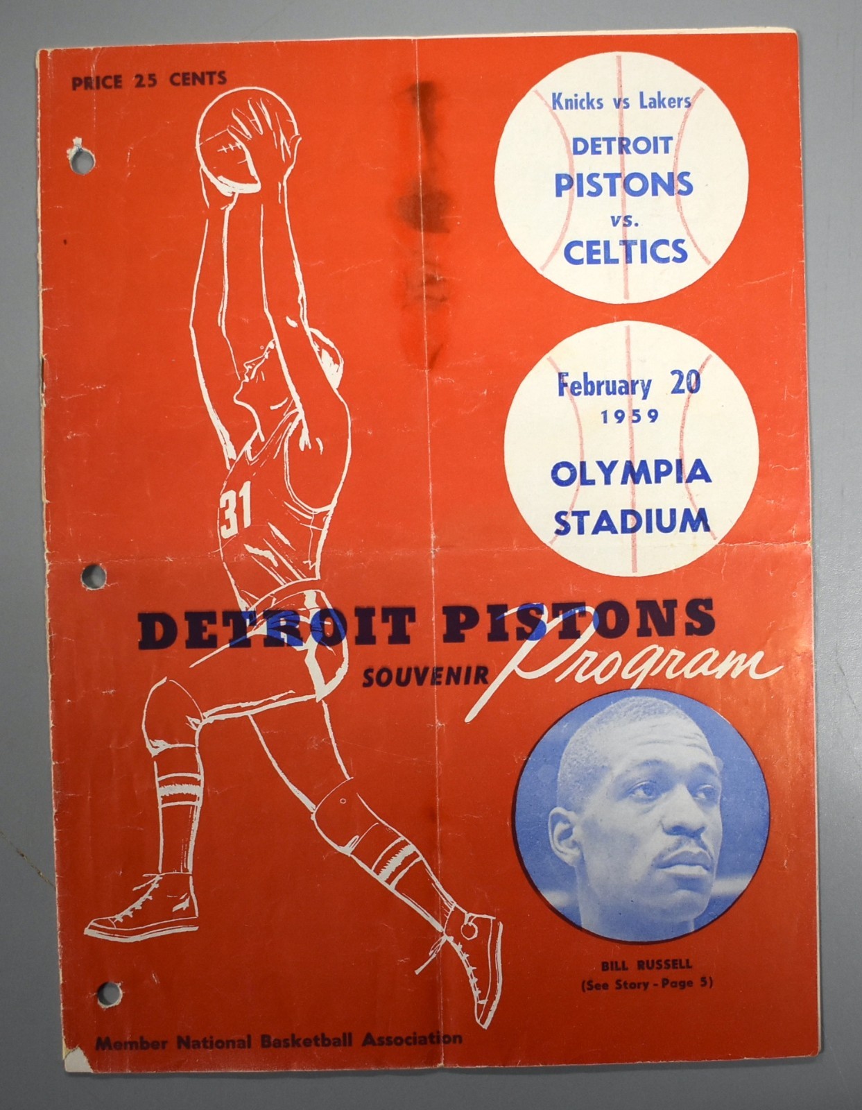 Detroit Pistons vs Celtics Knicks vs Lakers February 20th 1959 Official Program