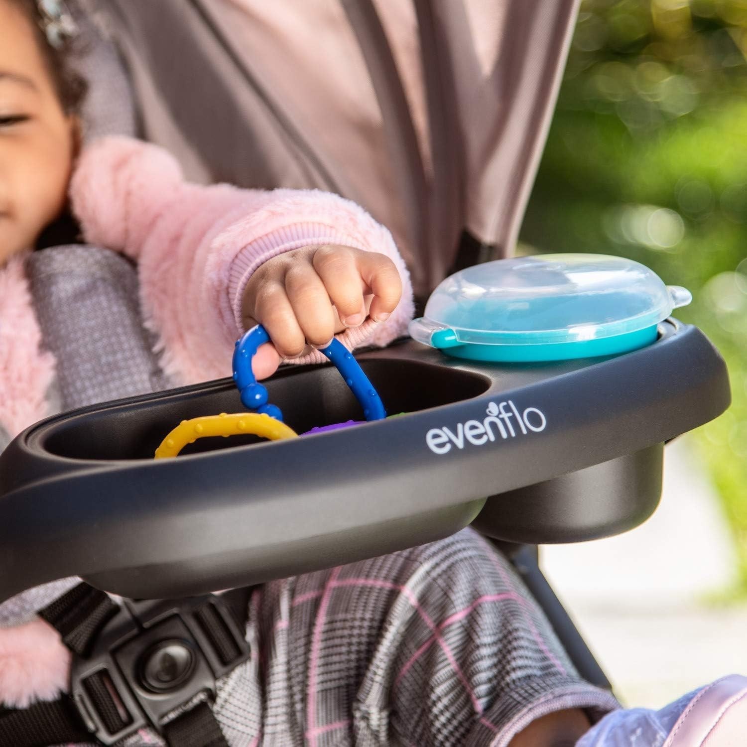 Spacious Child Snack Tray for Evenflo® Strollers – Includes Snack Cup Accessory