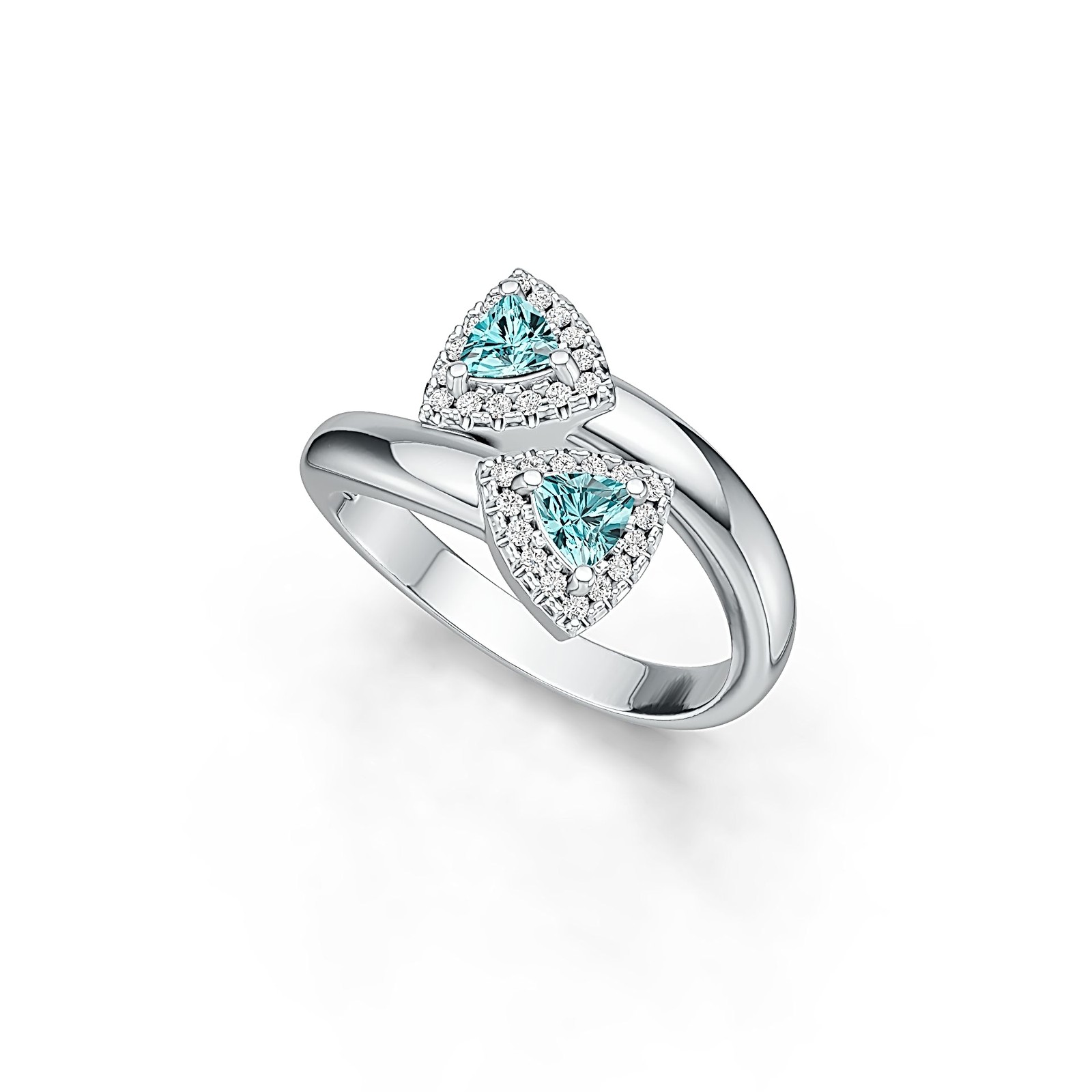 Sterling Silver Semi Mount Ring Setting Trillion TRI 4X4mm Toi Et Moi
