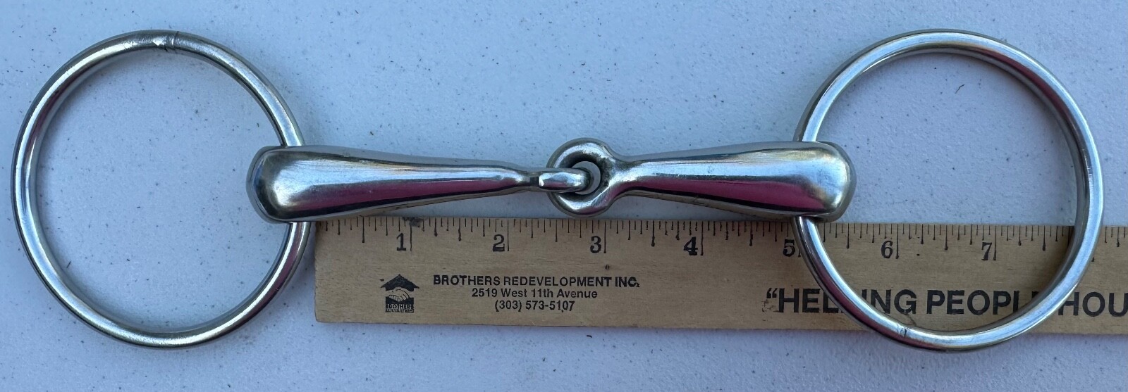 4-3/4” Hollow Mouth Snaffle Bit - Big 3” Loose Rings - Stainless Steel - Nice!