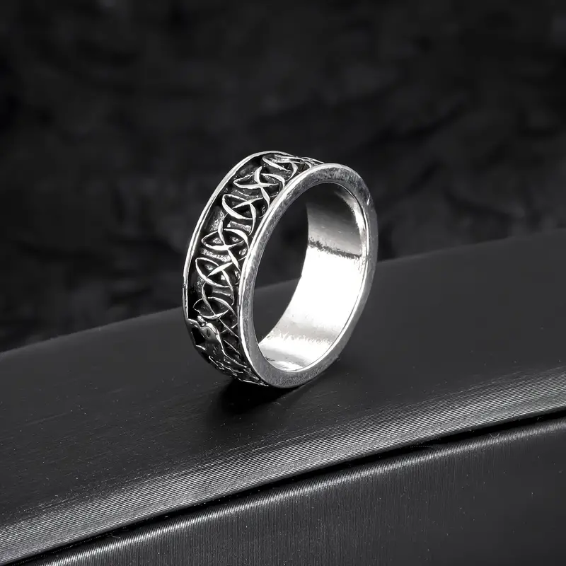 Celtic Knot Wolves Stainless Ring Band Trinity Knot Viking Wolf Jewelry