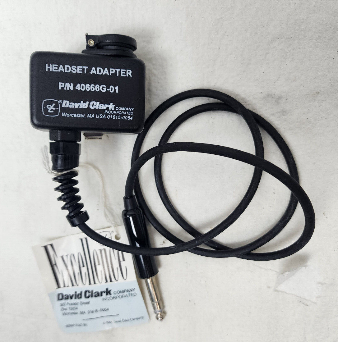 David Clark Headset Adapter 40666g-01 for 4000/6000-Series 3800 System - NEW