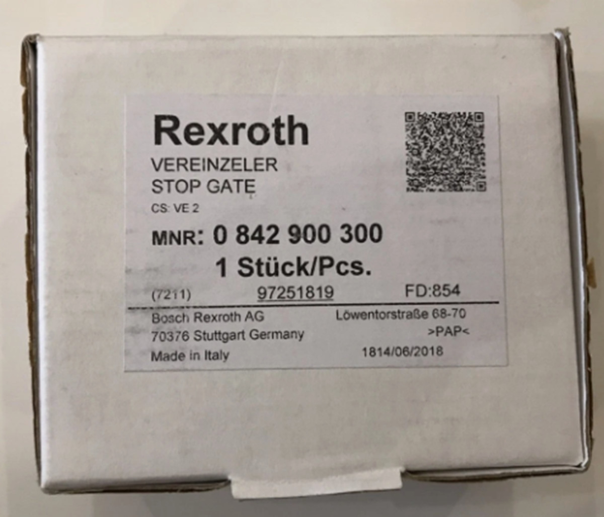 One Brand New BOSCH REXROTH 0842900300 Pneumatic Stop Gate Separator