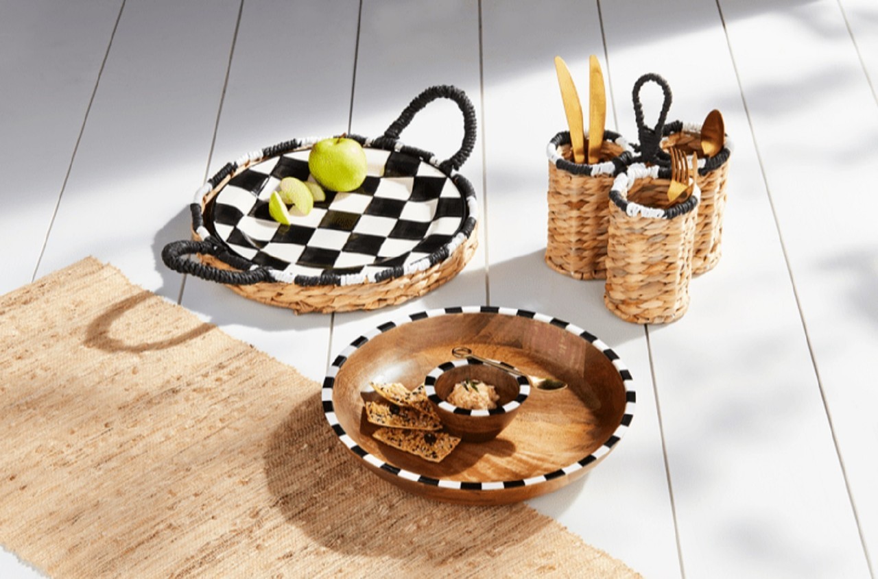 Mud Pie Stripe Woven Utensil Holder (45800072)
