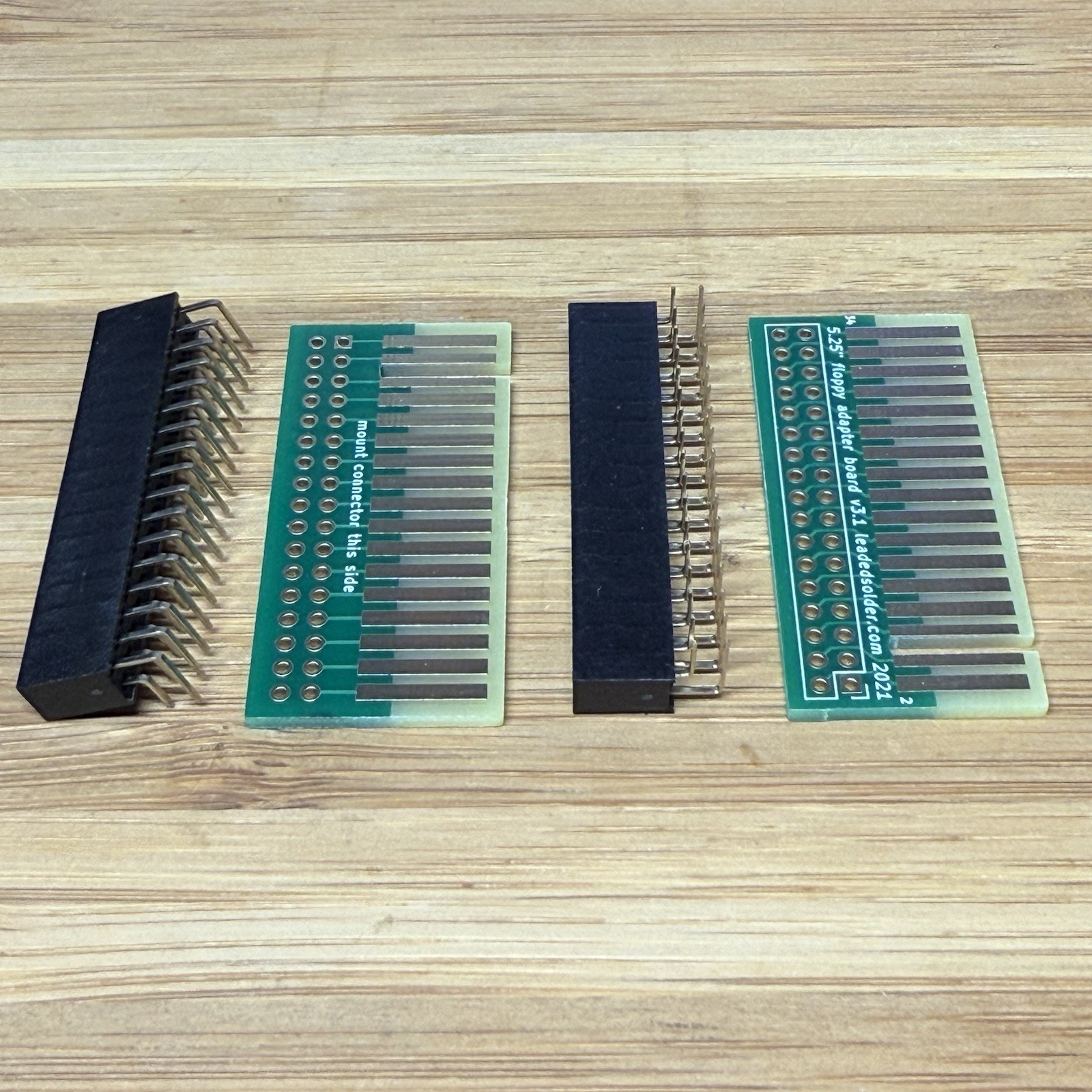 2× DIY Floppy Edge Connector Adapter Kit v3.1 – PCB + 34-Pin Right-Angle Header