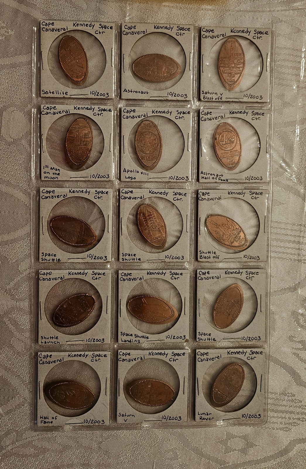 ELONGATED PENNY Lot of 15 KENNEDY SPACE CENTER Cape Canaveral LUNAR ROVER Saturn