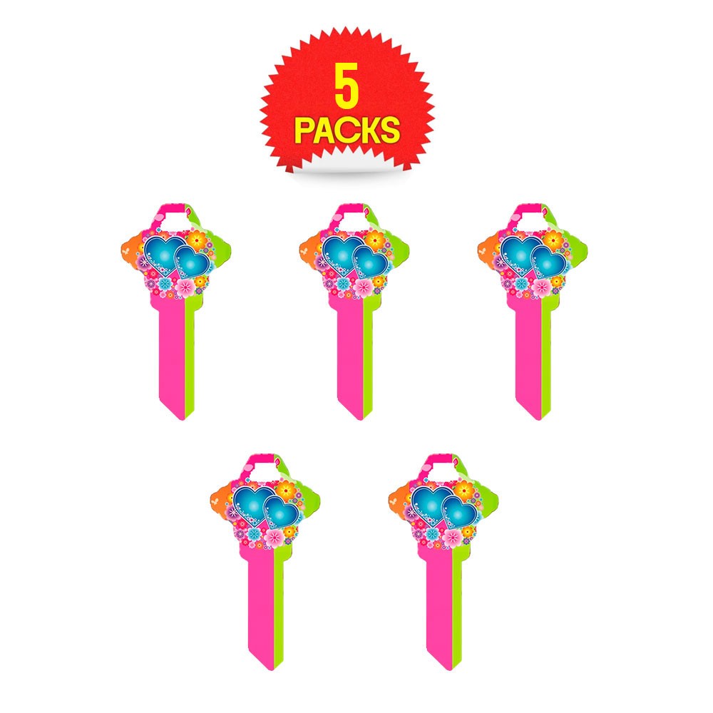 SC1 Flowers Hearts Key Blank