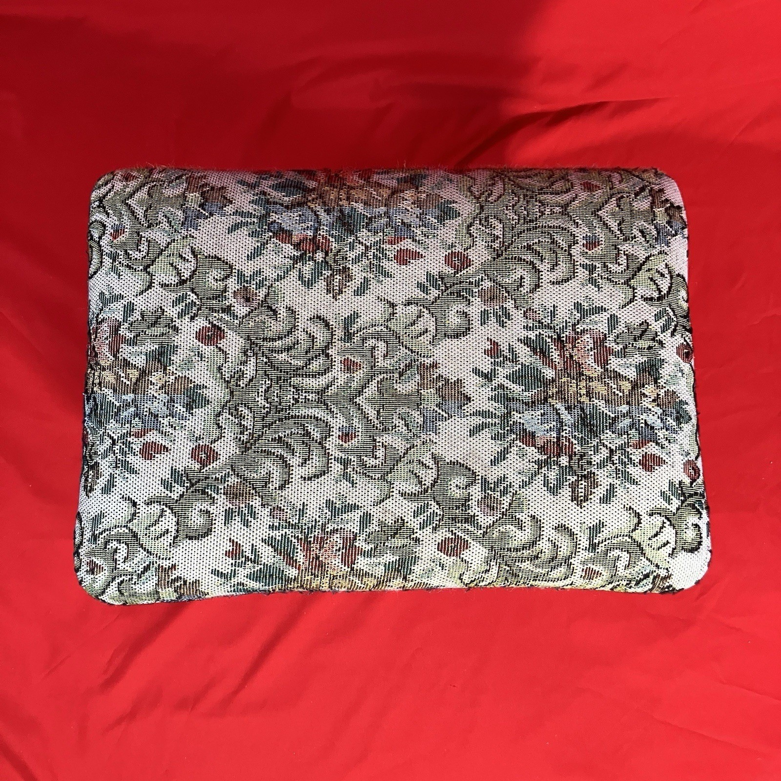 Decorative French Country Footstool / Floral Tapestry / Oak / Removable Legs