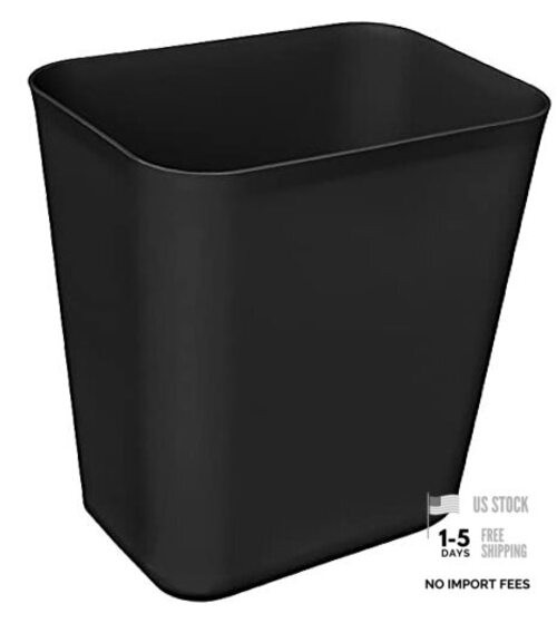 Efficient Trash Can Wastebasket, Fits Under Desk, Kitchen, 3.5 Gallons Black