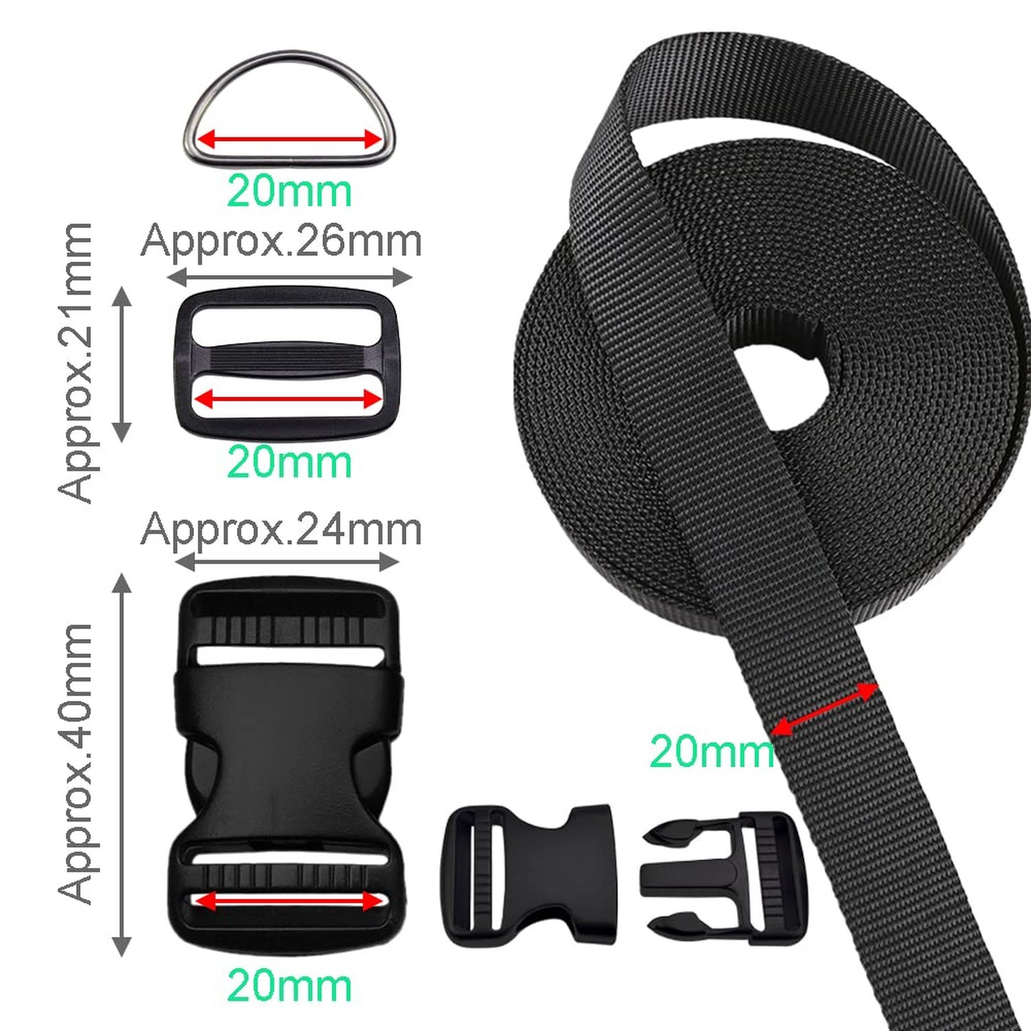 CooBigo quick release buckles 3/4"sets