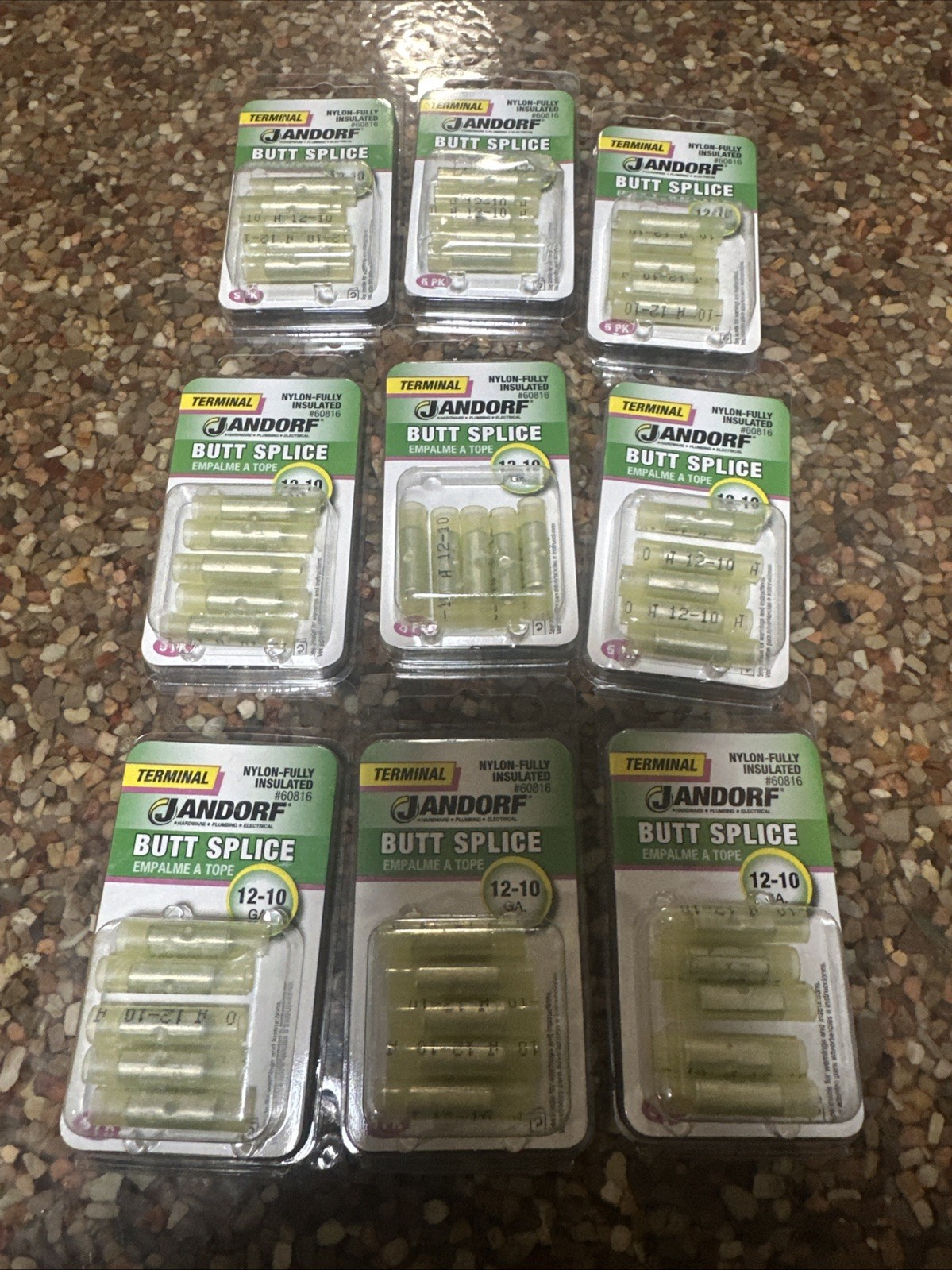 Jandorf Terminal BUTT SPLICE 5 pk 12-10 Ga. YELLOW Nylon Lot Of 9 Packs