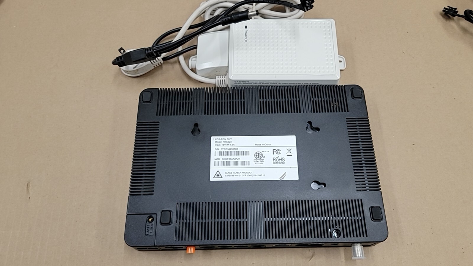 Frontier FRX523 Optical Network Terminal XGS-PON ON with ac adapter