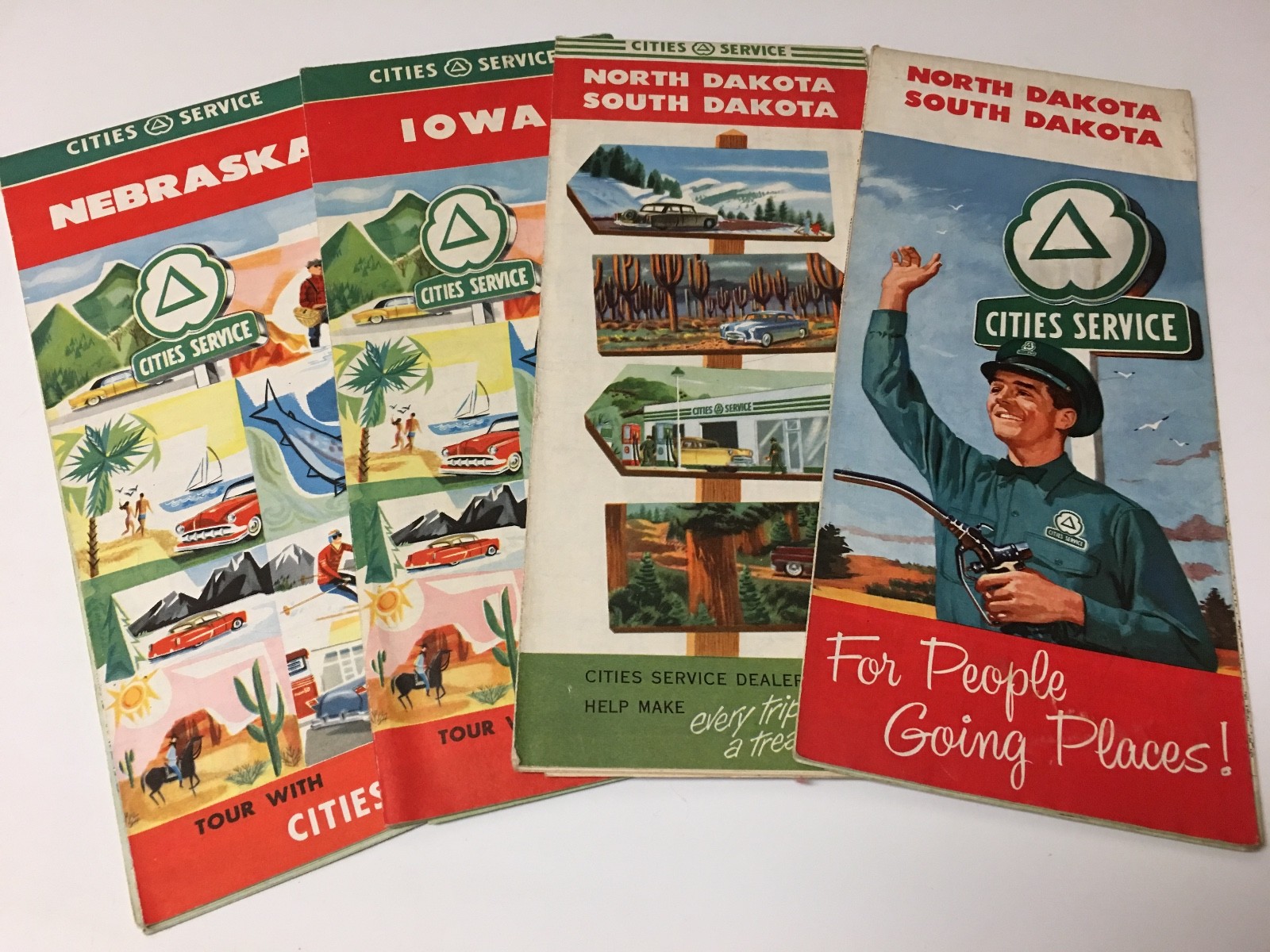 ITIES SERVICE ROAD MAPS  VINTAGE 4 MAPS