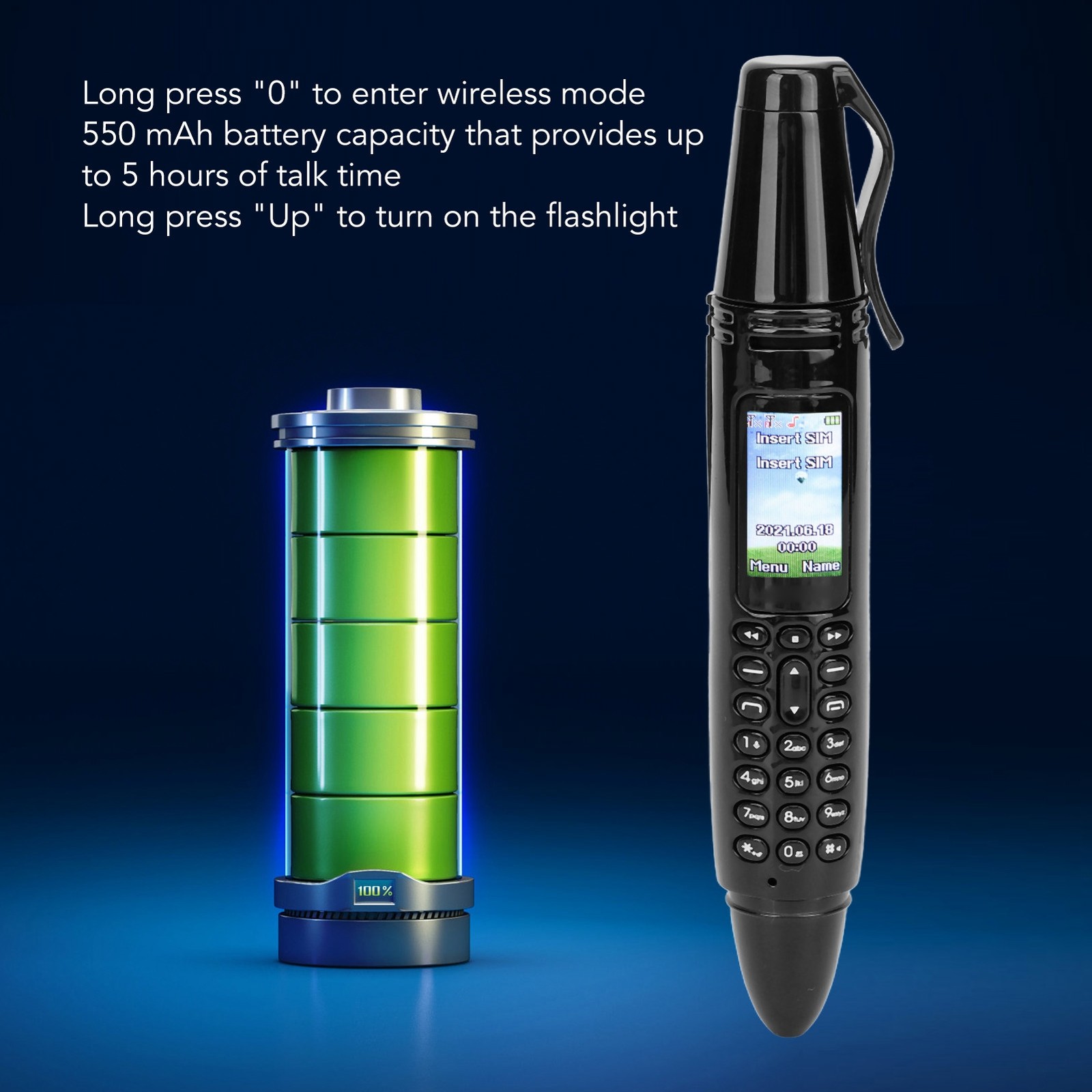 Pen Mini Cell Phone Dialer 0.96 Tiny Screen Mobile Phone Support GSM