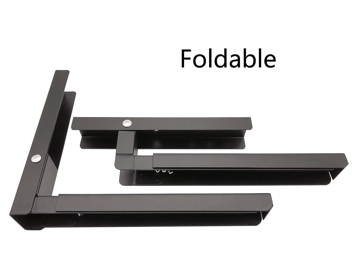1 Pair Black Universal Microwave Shelf Bracket, Wall Mount, Extend, Foldable
