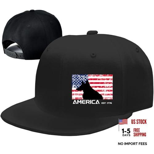 Skull Hat Snapback Hats for Men Flat Bill Hats for Men Fitted National Flag Dog