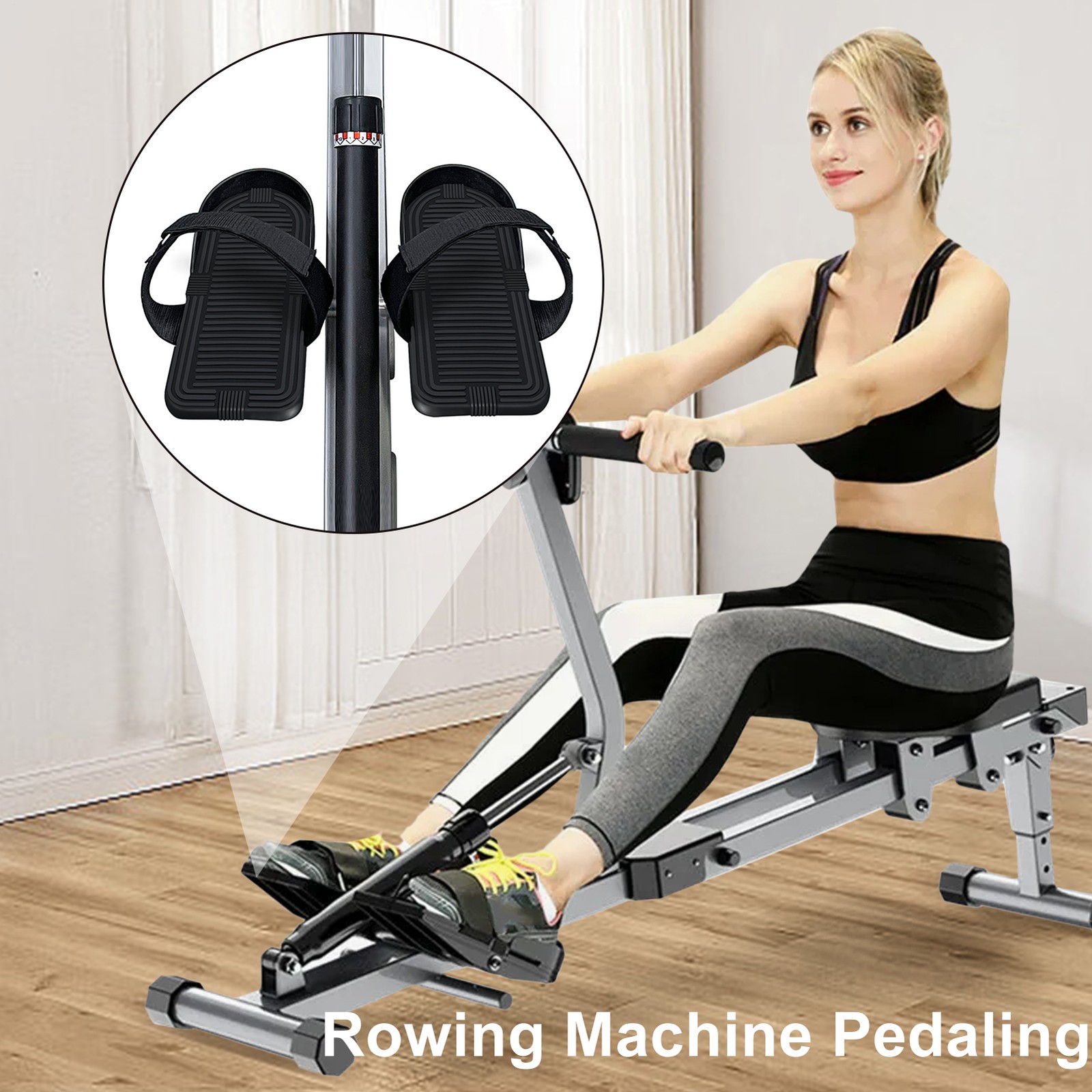 1 Pair Rowing Machine Foot Pedals Replacement Multifunction Portable Non Slip