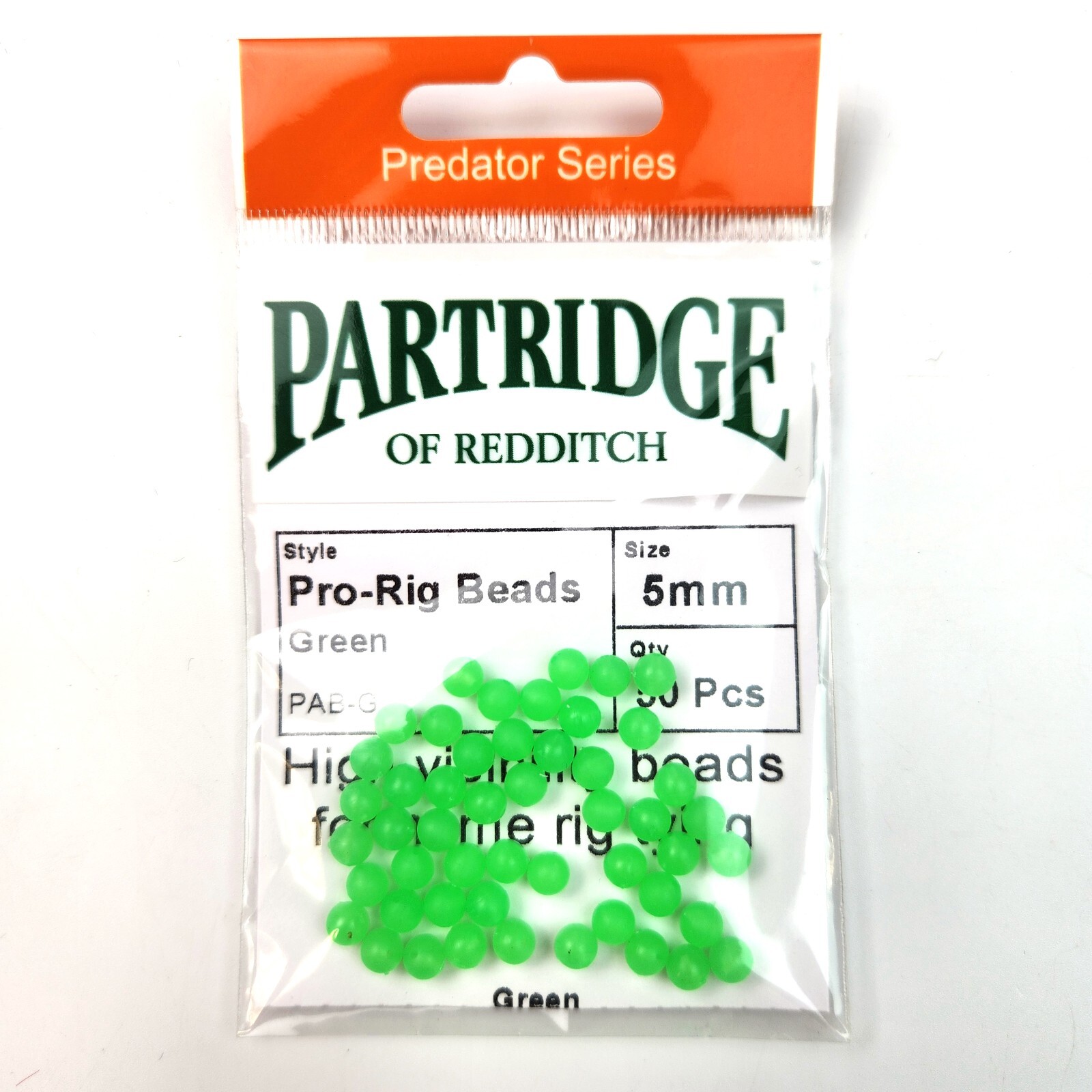 Partridge PAR Predator Attractor Beads - Size 5mm - Green - Qty 50