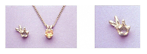 Round Charm Sterling Silver Light 4-Prong Pre-Notched Pendant Setting (2- 4mm)