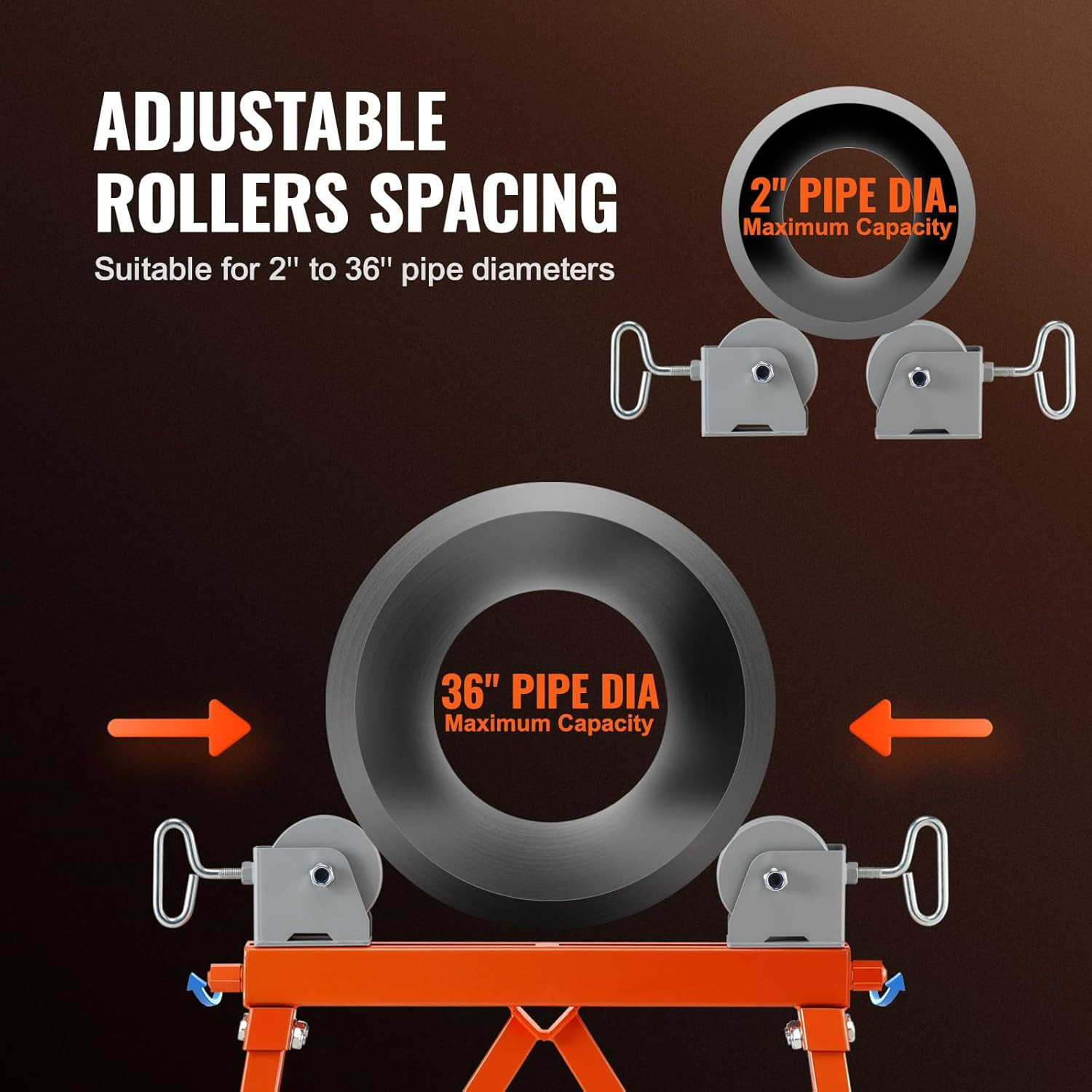 Pipe Stand with Roller Head, Heavy Duty 2500 LBS Load Capacity, Suitable for 2-3