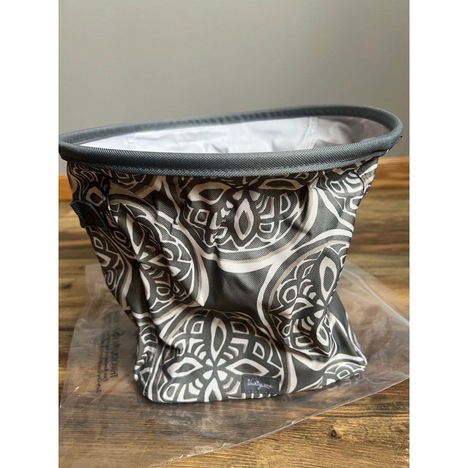 Thirty One mini storage bin woodblock whimsy collage, office home