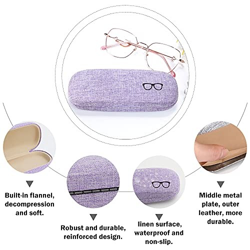 4 Sets Glasses Case, Portable Linen Hard Shell Eyeglasses Cases, Protective