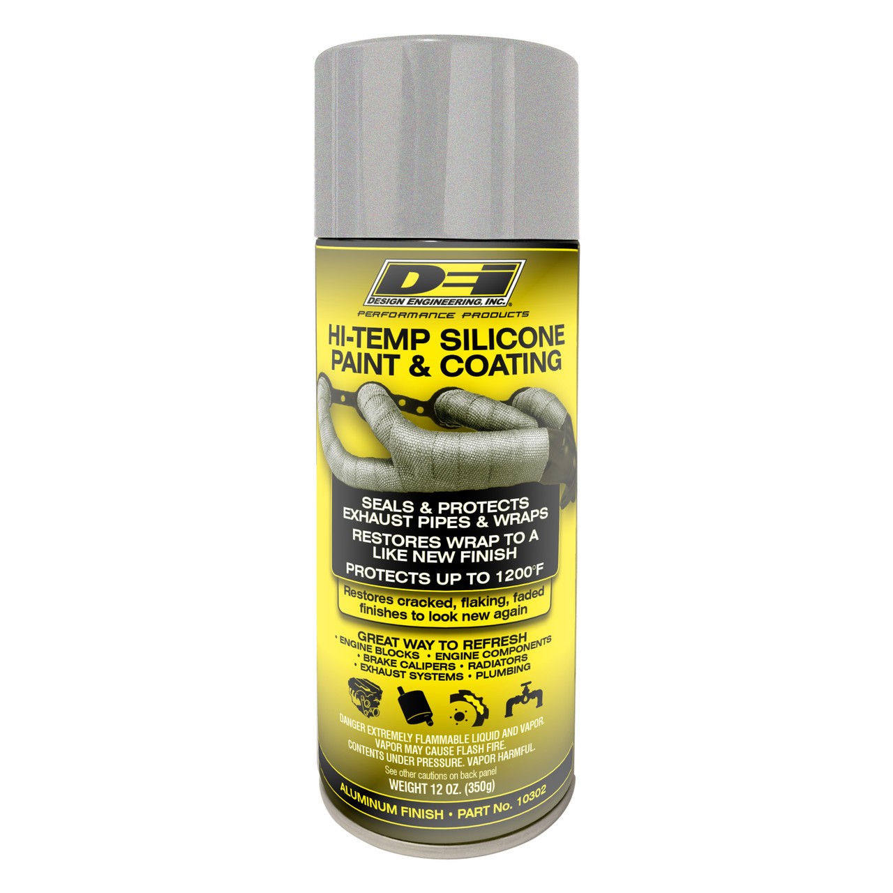 Design Engineering Alum. High Temp Silicone Coating - 12 oz Aerosol, Silver