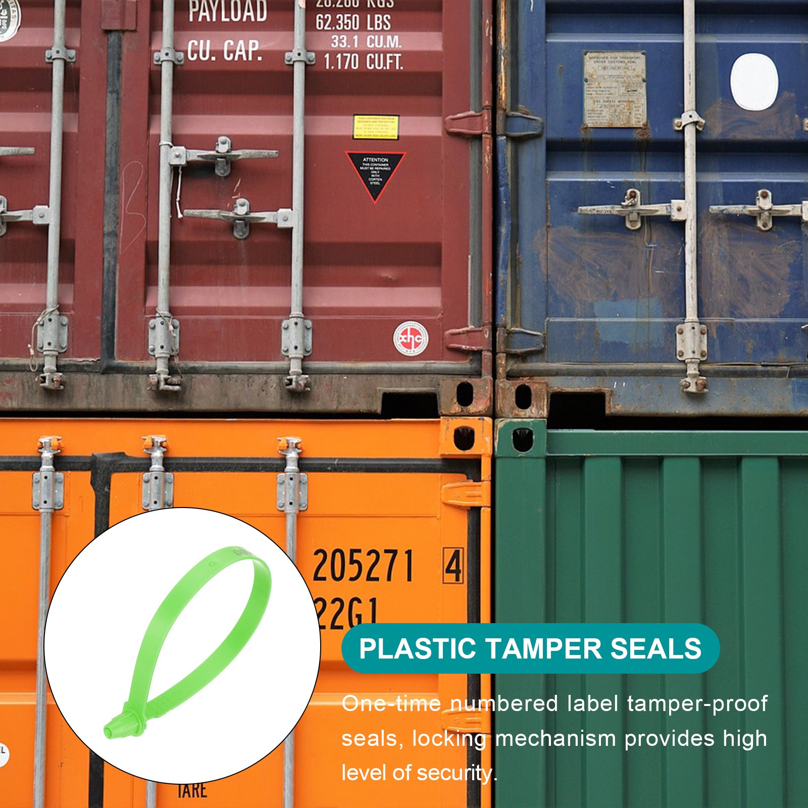 500Pcs 5.9" Tite-Lock Plastic Tamper Seals Numbered Zip Ties Labels Green
