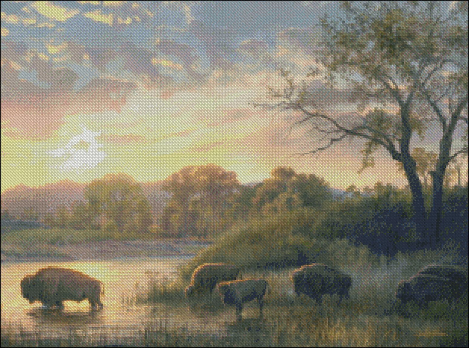 Crossing the Yellowstone - DIY Chart Counted Cross Stitch Patterns Needlework