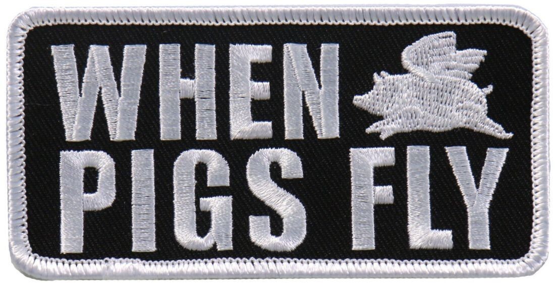 When Pigs Fly Embroidered Patch || 2PC iron on or Sew on 4"x2"