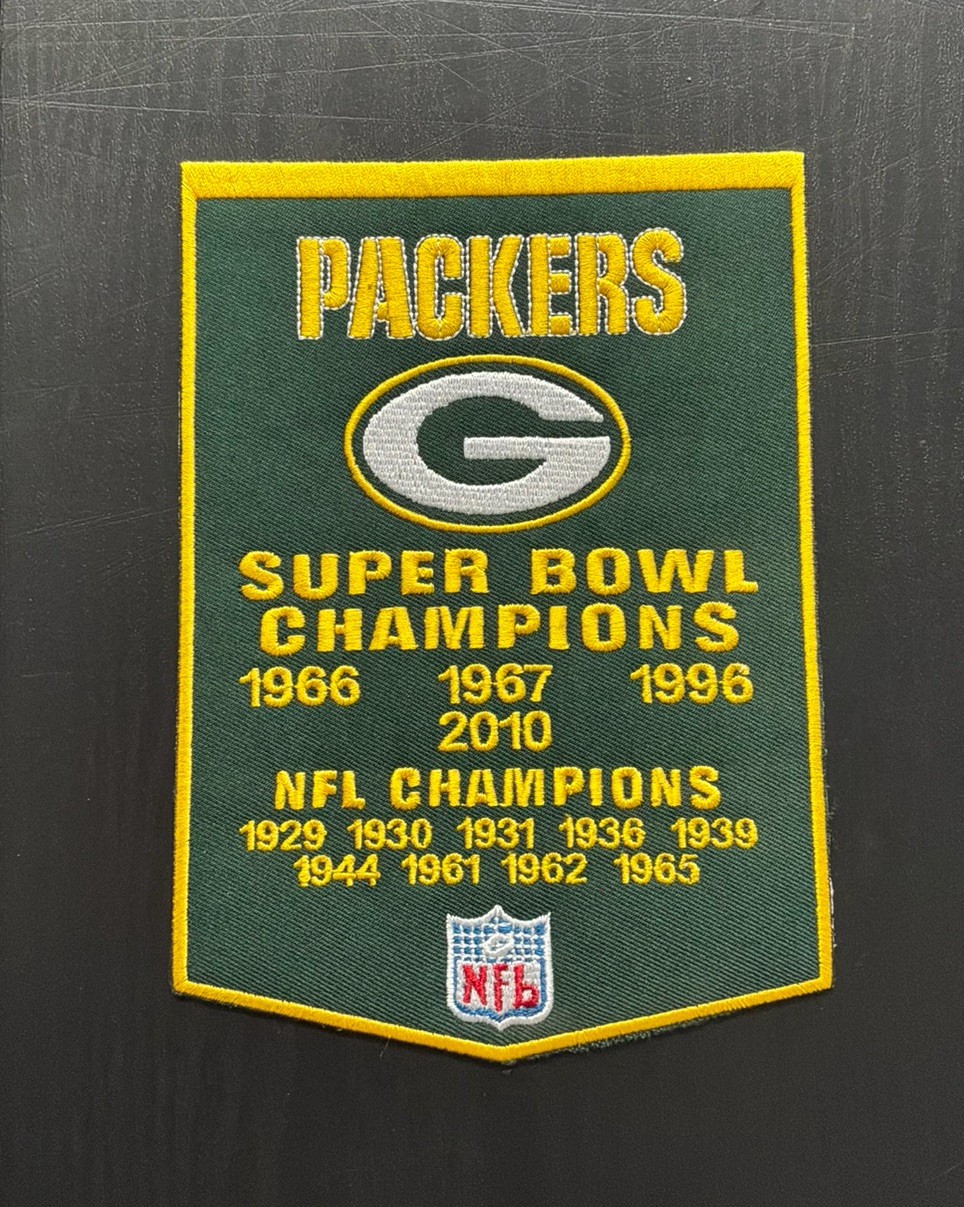 GREEN BAY PACKERS SUPER BOWL CHAMPIONS NFL FOOTBALL TEAM BANNER IRON ON PATCH