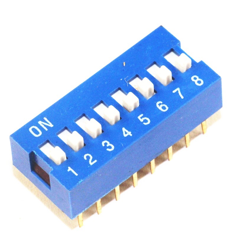 10PCS Blue 2.54mm Pitch 8-Bit 8 Positions Ways Slide Type DIP Switch NEW