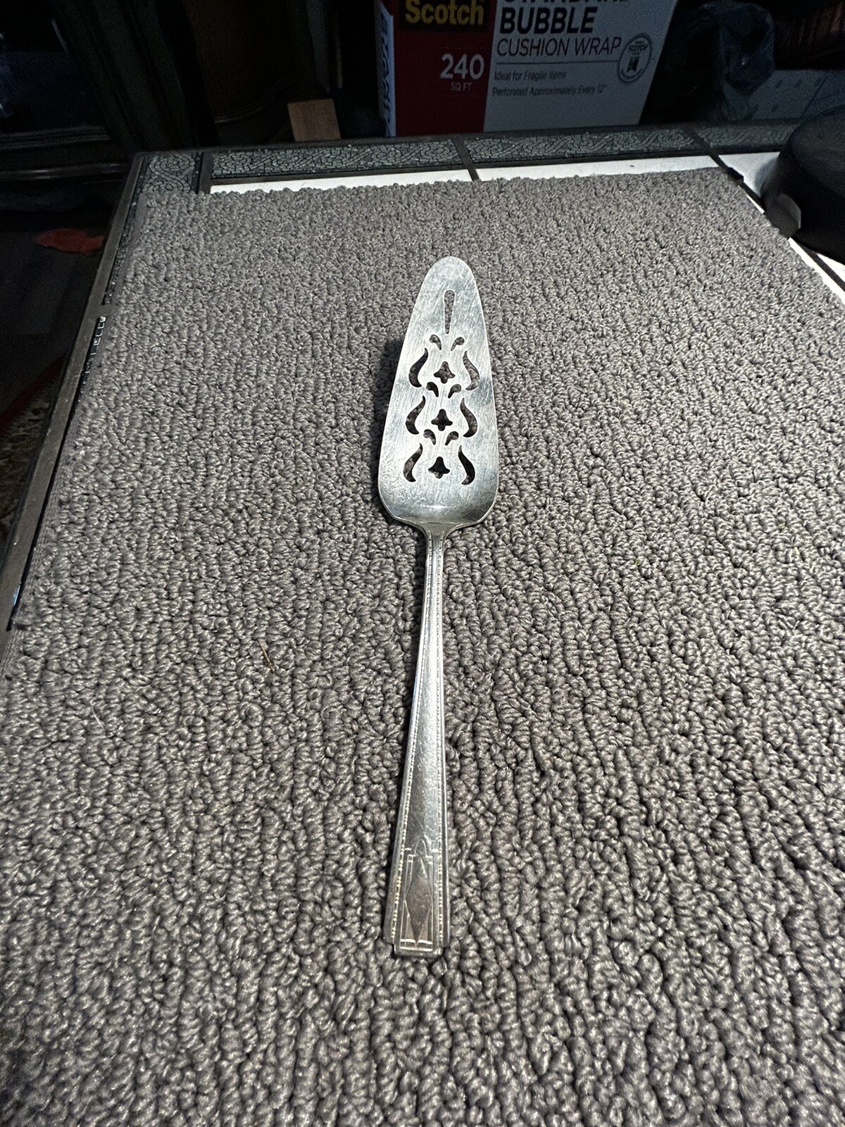 National Silver Co Silverplate Solid Pierced Pie Server Seventeen