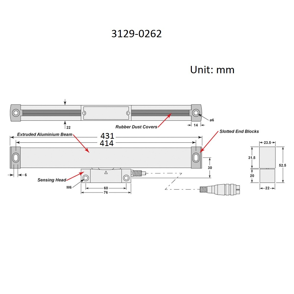 12" / 300MM OPTICAL LINEAR GLASS SCALE (3129-0262)