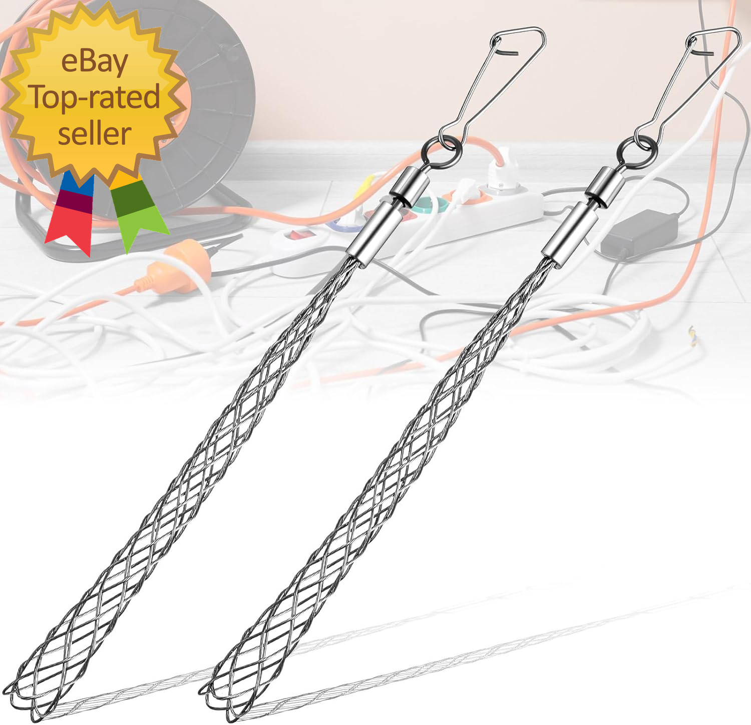 2 Pcs 1/2 in Wire Pulling Grip Mesh Metal Cable Puller Socks Wire Tools for Elec