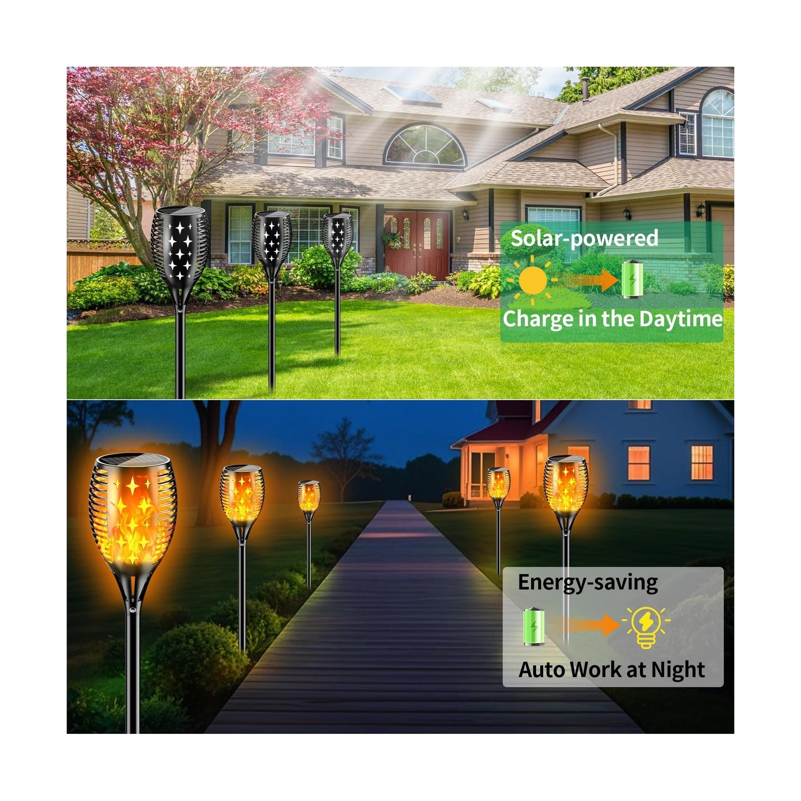 YoungPower 43'' Large Solar Torch Lights Flickering Flames Torches,... Fast Ship
