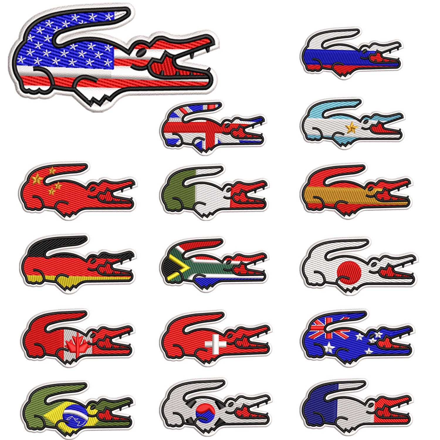 Embroidered Crocodile Flag Patch – Iron-On Sew-On Country Style Emblem Badge