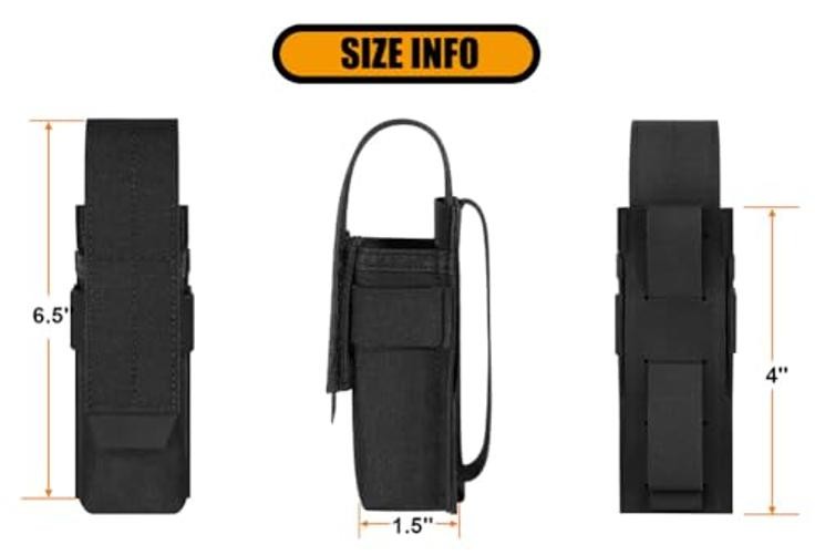Flashlight Holster, Molle OC/Mace Spray Holder Adjustable Torch Carrier BK