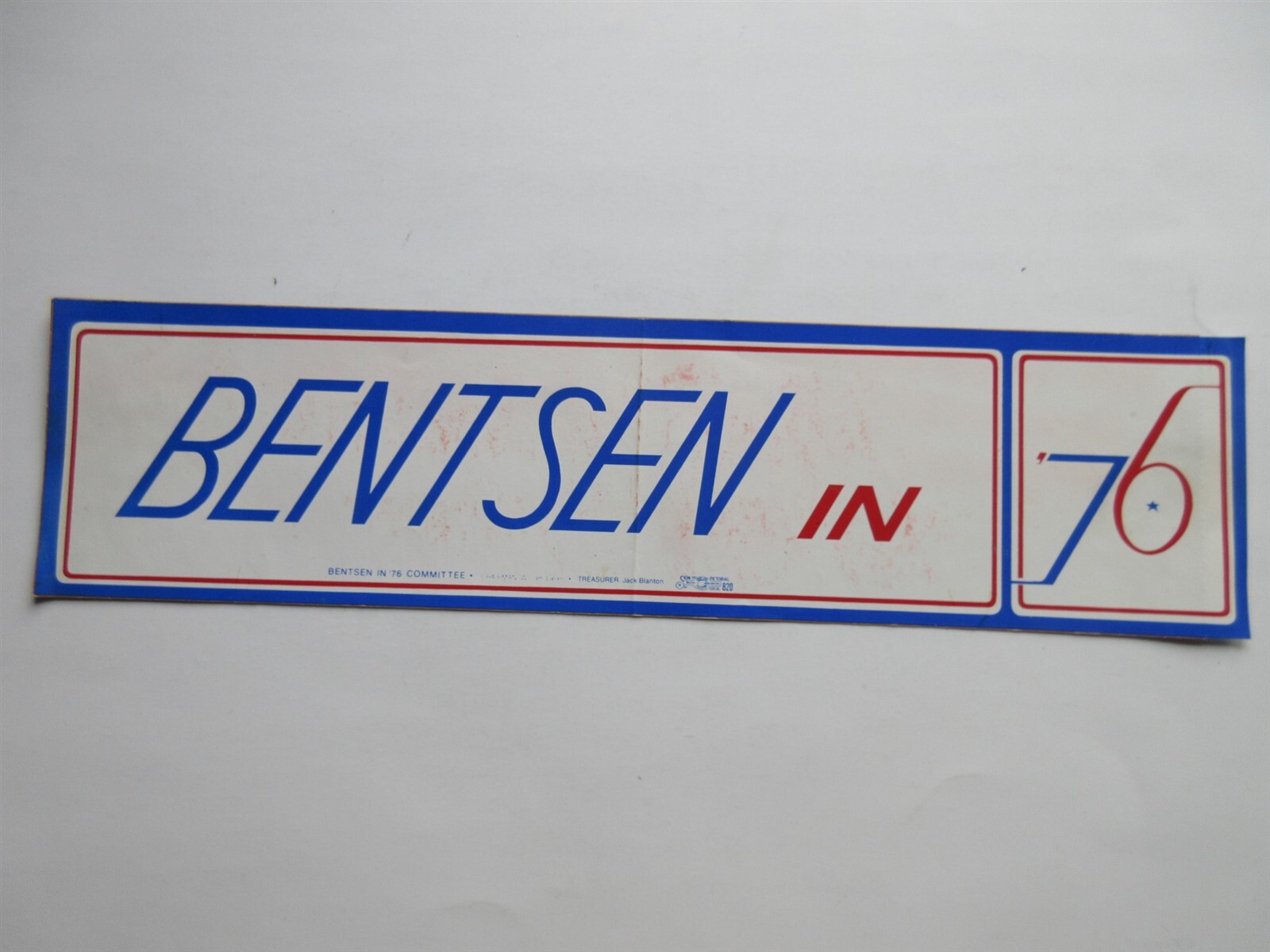 1976 LLOYD BENTSEN for President Bumper Sticker