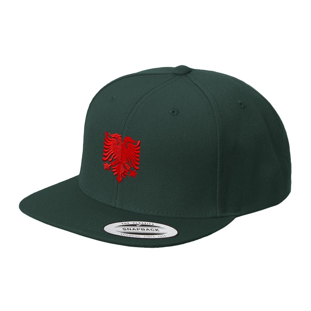 Albanian Eagle Embroidered Flat Visor Snapback Hat
