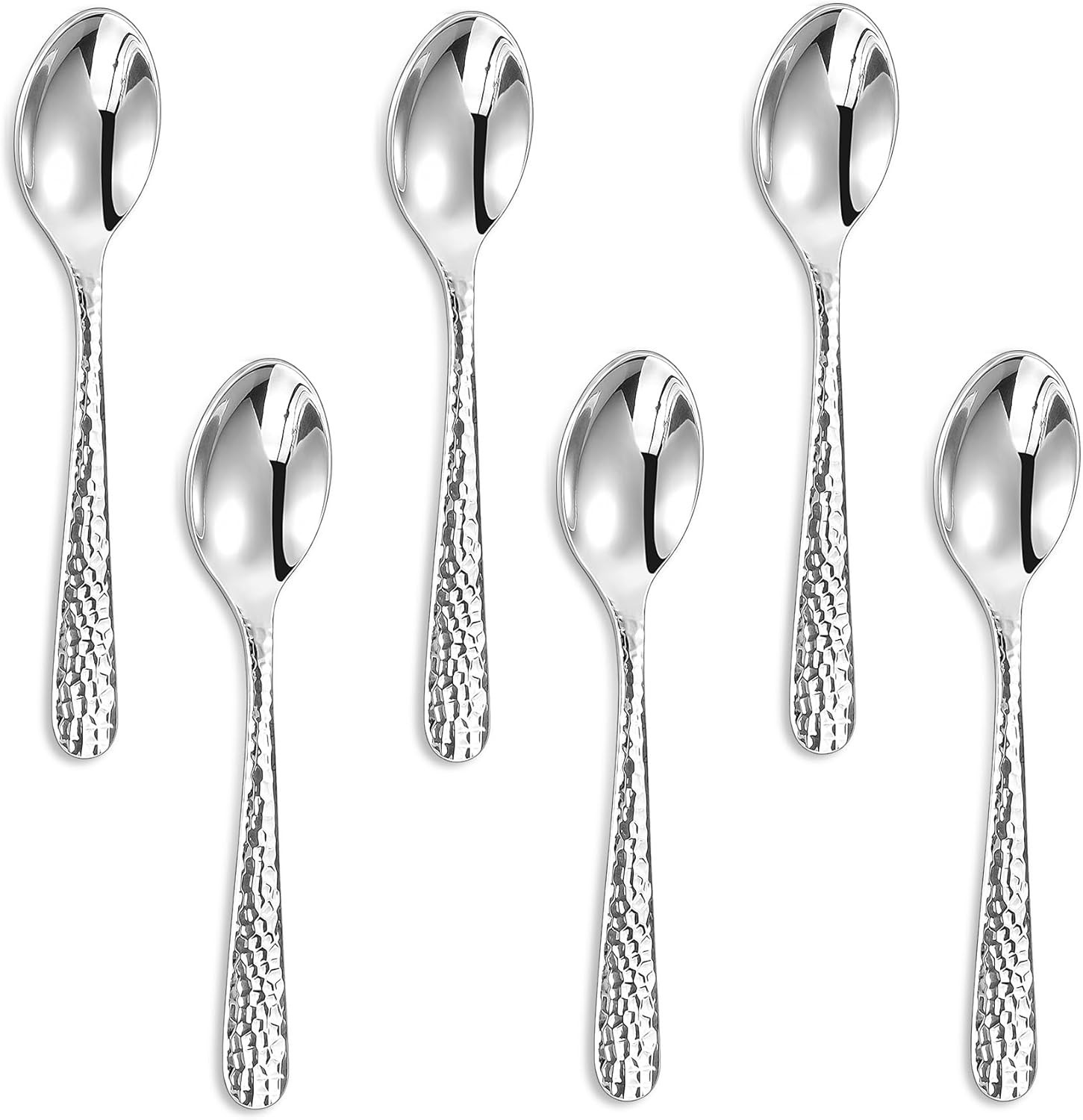 Premium Louise Hammered Demitasse Espresso Spoons: 6-Piece/12-Piece Set, 18/1...