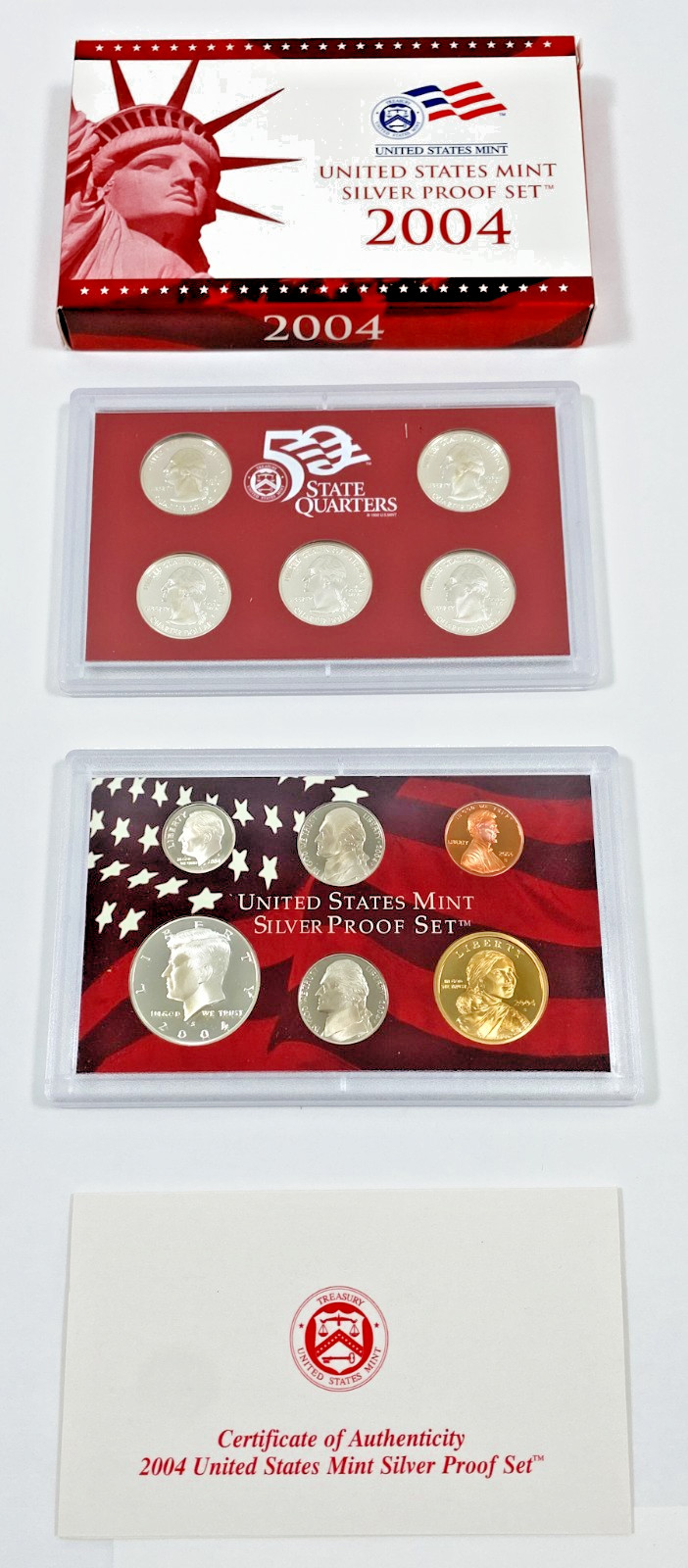 2004-S United States Mint 90% Silver Proof 11 Coin Set In OGP w/ COA COMPLETE!