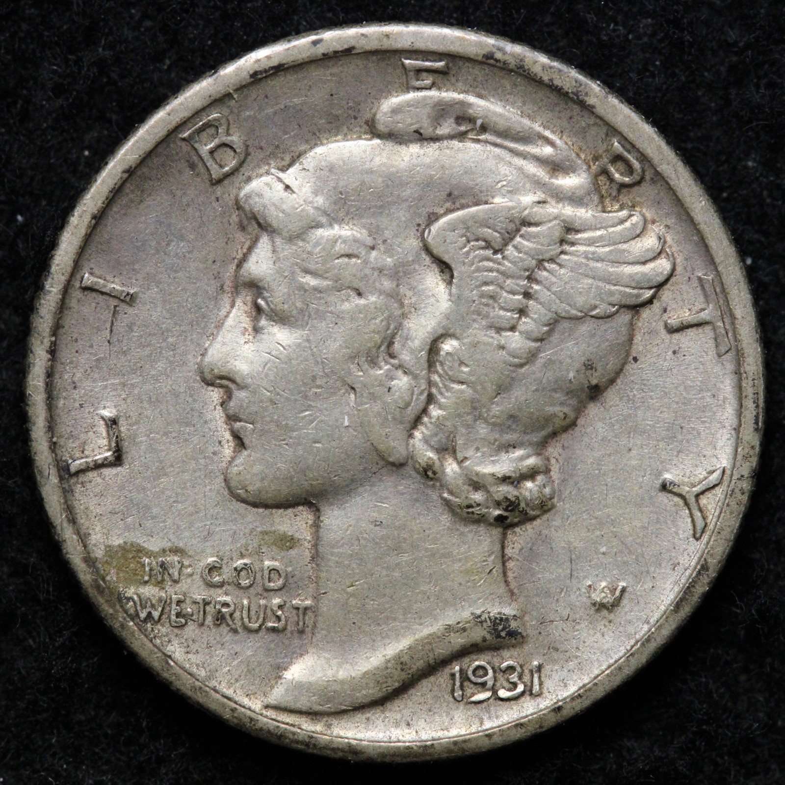 1931-S Mercury Silver Dime AU+ E285 DUCF
