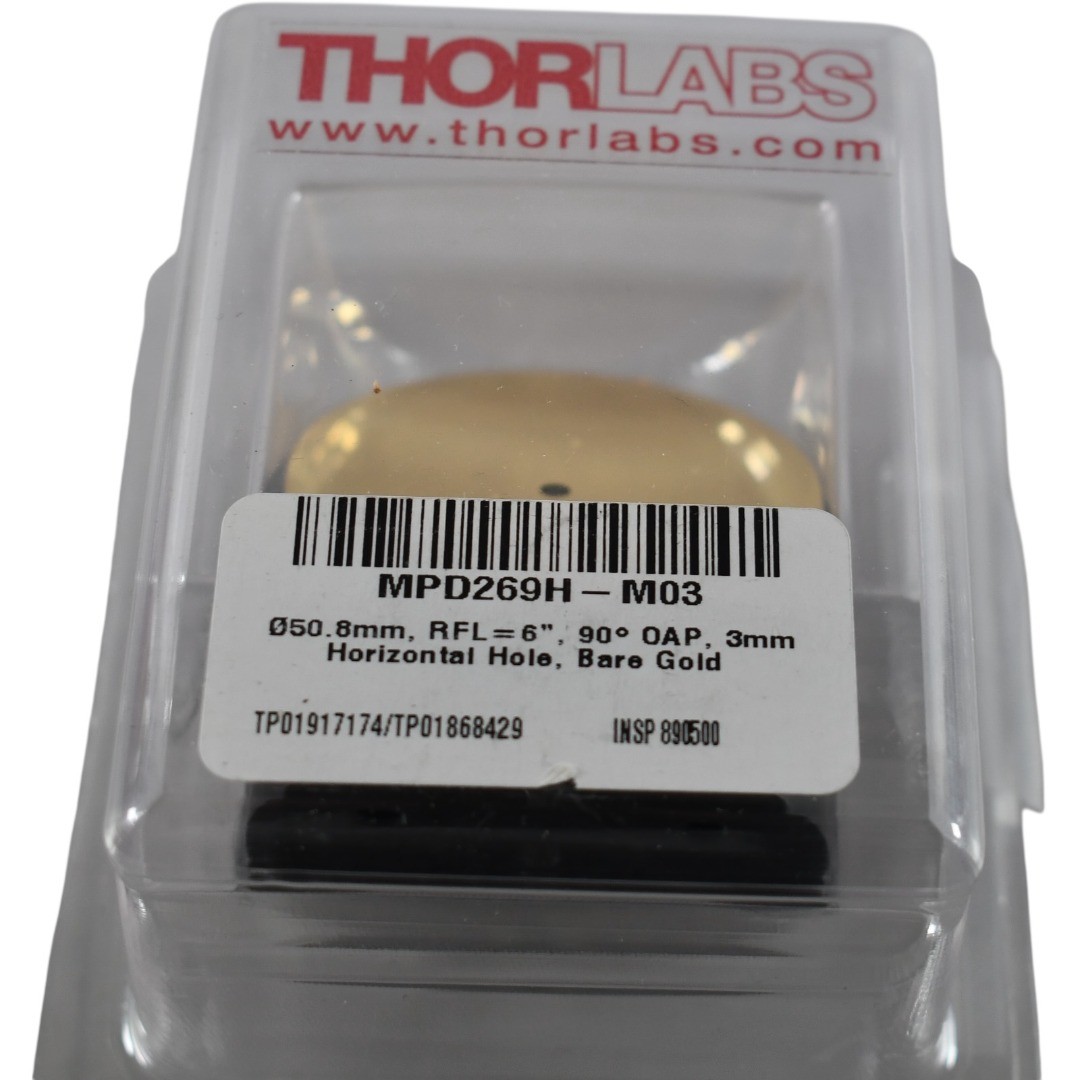 NEW Thorlabs MPD269H-M03 90 Deg Off Axis Parabolic Mirror Hole Unprotected Gold