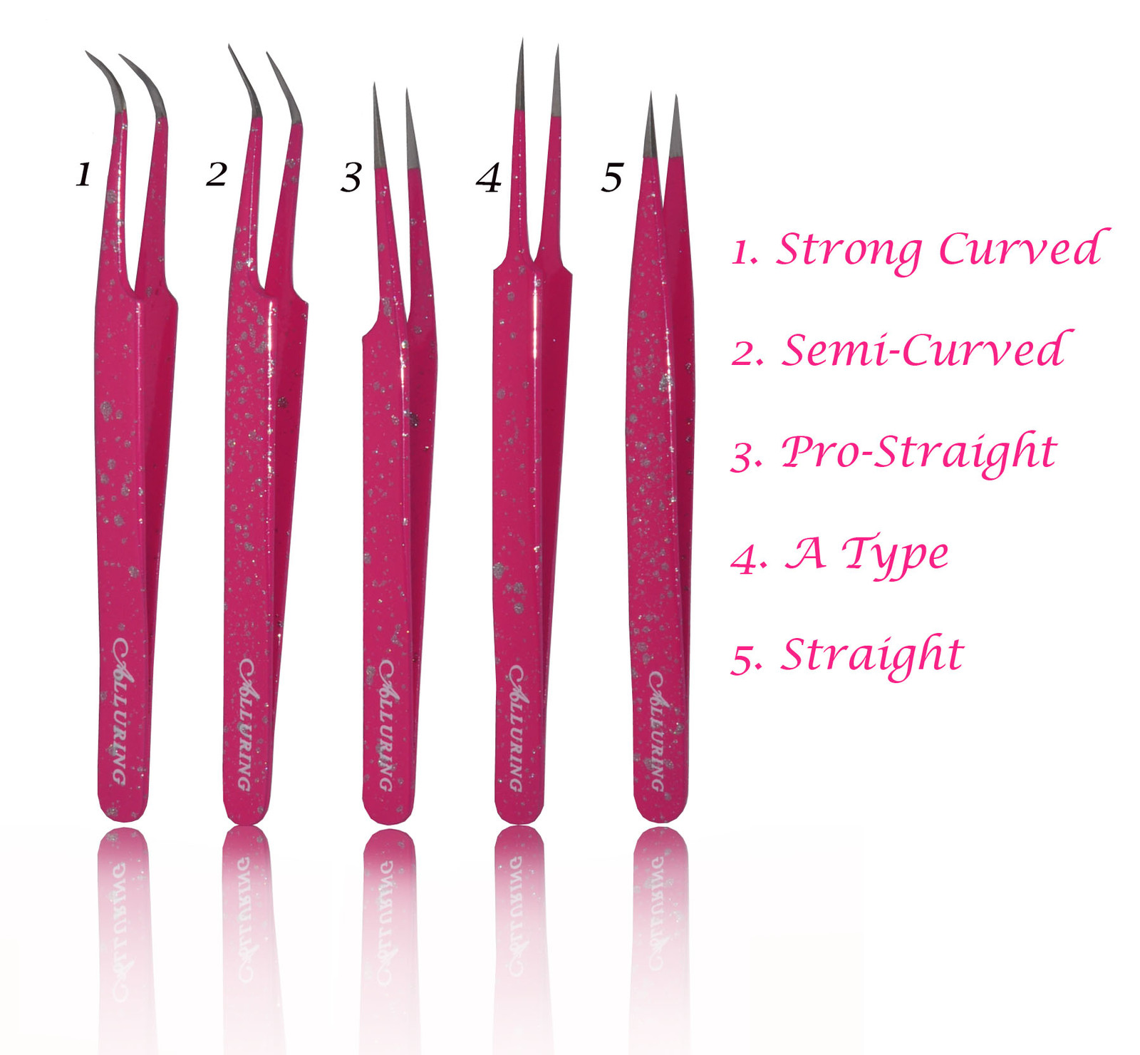 Eyelash Extension Magenta w/ Glitter Tweezers